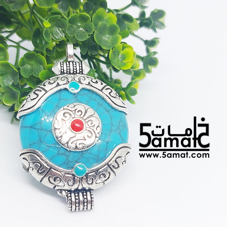 دلايه أكريلك فيروز بالزخارف - حجم كبير - لون تركواز - الصورة 3