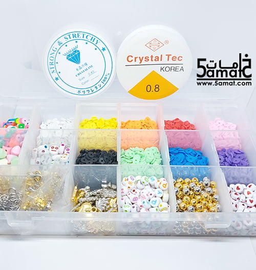 طقم ♥ الخرز الربر جمايكا ♥ منظم مستطيل12*23+ 10 لون ربر جمايكا +حروف + قلوب + سمايلي فيس + دلايات +زرد +خرز + أقفال + ستوبر+كفر ستوبر+ بكره أستيك وصناره هديه - الصورة 4