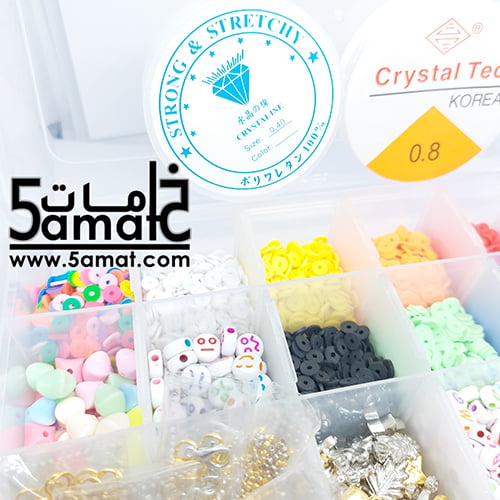 طقم ♥ الخرز الربر جمايكا ♥ منظم مستطيل12*23+ 10 لون ربر جمايكا +حروف + قلوب + سمايلي فيس + دلايات +زرد +خرز + أقفال + ستوبر+كفر ستوبر+ بكره أستيك وصناره هديه - الصورة 3