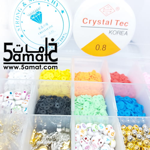 طقم ♥ الخرز الربر جمايكا ♥ منظم مستطيل12*23+ 10 لون ربر جمايكا +حروف + قلوب + سمايلي فيس + دلايات +زرد +خرز + أقفال + ستوبر+كفر ستوبر+ بكره أستيك وصناره هديه - الصورة 2