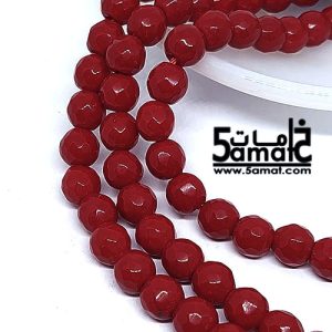 فرع عقيق فاسيت faceted مقاس 8- أحمر