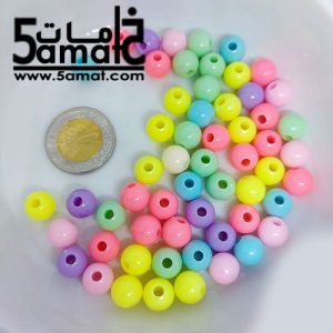 خرز أطفال بلاستيك مدور مقاس 10 ألوان باستيل فاتحه – 25 جرام