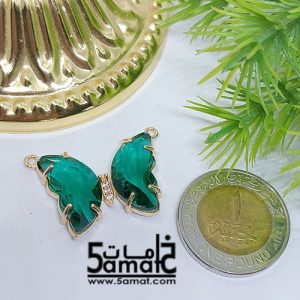 دلايه فراشه كريستال بحلقتين – حجم كبير – قطعه واحده -أخضر غامق