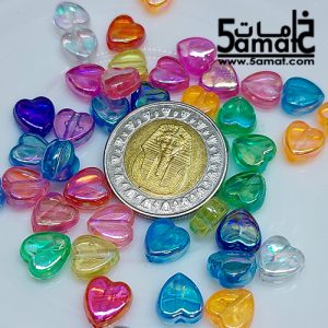 خرز بلاستيك عاكس مصدف فاخر- قلوب – ميكس – 20 جرام