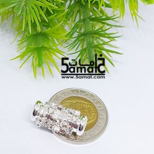 فاصل اسطواني بفصوص ستراس مقاس 1*2 سم – فضي – قطعه واحده