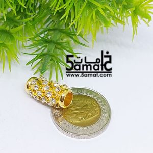 فاصل اسطواني بفصوص ستراس مقاس 1*2 سم ذهبي – قطعه واحده