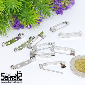 10 دبوس مشبك بروش 2.5  سم لصق حليات- فضي