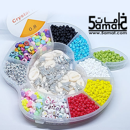 طقم ♥ التفاحه التفسيره والخزر المتنوع♥ -منظم شكل تفاحه عرض 15 سم +6 لون تفسيره 4مم +خرز متنوع+ بكره أستيك هديه - الصورة 6