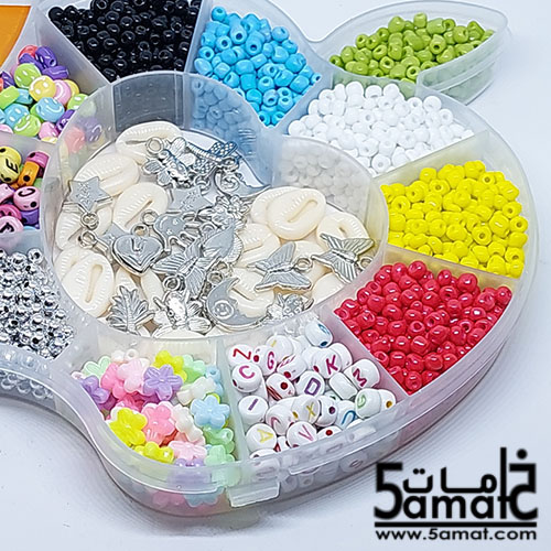 طقم ♥ التفاحه التفسيره والخزر المتنوع♥ -منظم شكل تفاحه عرض 15 سم +6 لون تفسيره 4مم +خرز متنوع+ بكره أستيك هديه - الصورة 3