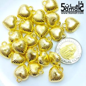 خرز بلاستيك ذهبي فاخر دلايات قلوب بشعاع – 20 جرام