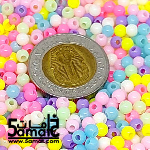 خرز بلاستيك مدور  ألوان باستيل مقاس 4  – 20 جرام