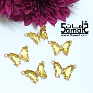 دلايه فراشه كريستال بحلقتين – حجم صغير – أصفر