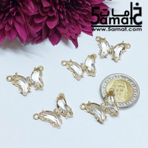 دلايه فراشه كريستال بحلقتين – حجم صغير – شفاف كلير – قطعه واحده
