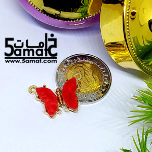 دلايه فراشه أكريلك عرض 2 سم  إطار معدن ذهبي – قطعه واحده – أحمر