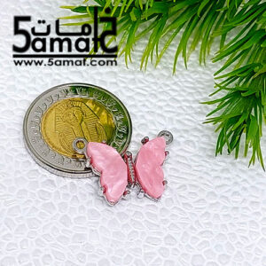 دلايه فراشه أكريلك عرض 2 سم  إطار معدن فضي – قطعه واحده -بينك فاتح