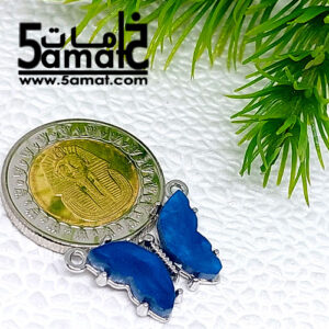 دلايه فراشه أكريلك عرض 2 سم  إطار معدن فضي – قطعه واحده -أزرق