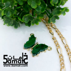 دلايه فراشه أكريلك عرض 2 سم  إطار معدن ذهبي – قطعه واحده – أخضر