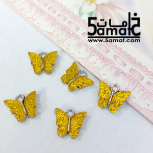 دلايه فراشه أكريلك جليتر إطار معدن فضي – عرض 1.4 سم قطعه واحده – أصفر