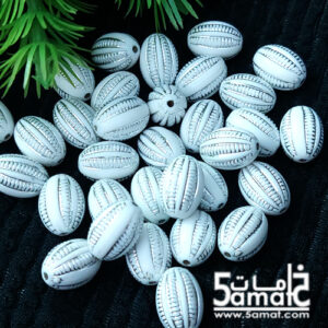 خرز بلاستيك عنبه للسبح – أبيض في فضي – مقاس 10 – 25 جرام