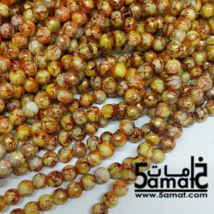 فرع خرز مرمر دبل زجاج مقاس 8 مشجر مشعر ذهبي-  في حدود 100 حبه