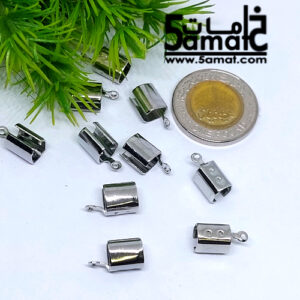 10 مشبك / محبس للجلد والكردون اسطواني – مقاس كبير  – عرض7 مم فضي
