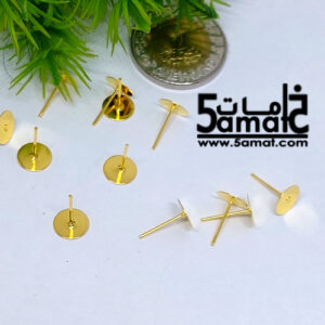 6 جوز دبوس حلق بريمه أذن + بريمات سيليكون  كبير قطر 8مم معدن ذهبي