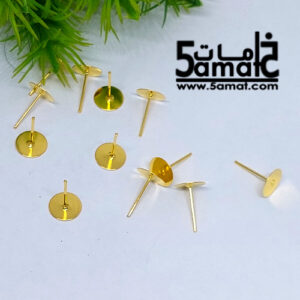 6 جوز دبوس حلق بريمه أذن + بريمات سيليكون  كبير قطر 8مم معدن ذهبي