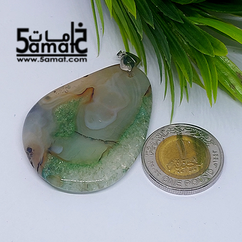 دلايه عقيق مصقول غير متكرره بتعليقه معدن- كود Z - الصورة 3