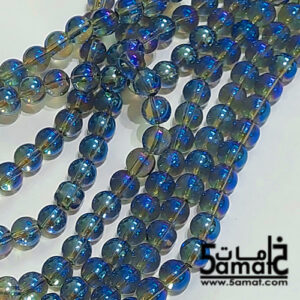 فرع دبل خرز مرمر دبل زجاج أزرق مصدف –  مقاس 8- في حدود 100 حبه