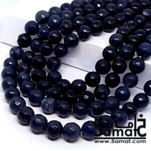 فرع عقيق  فاسيت faceted مقاس 10- بلو بلاك- من 36 ل 38 حبه