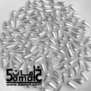 خرز بلاستيك لوزه صغيره – أبيض ناصع -20جرام