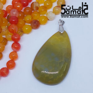دلايه عقيق مصقول غير متكرره  بتعليقه معدن- كود B