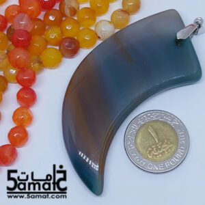 دلايه عقيق مصقول غير متكرره  بتعليقه معدن- كود B