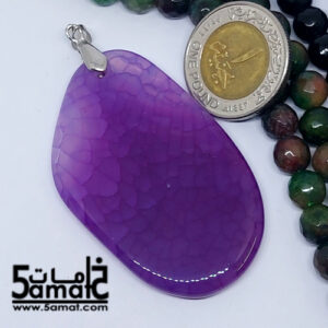 دلايه عقيق مصقول غير متكرره  بتعليقه معدن- كود C