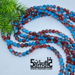 خرز مرمر دبل زجاج مقاس 6 – في حدود 140 حبه- لبني في أحمر