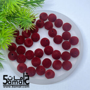 خرز قطيفه -مخملى – Velvet Round Ball Beads -مقاس 10-  لون أحمر غامق نبيتي- 20 جرام