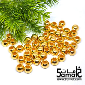 خرز ذهبي لامع فتحات واسعه للكردون والشمواه سي سي بي CCB- ذهبي – مقاس 10 – 25 جرام