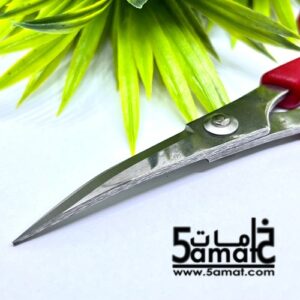 مقص صغير فاخر بيد بلاستيك أحمر – حاد ودقيق جدا – بسلاح منحني