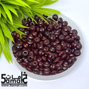 خرز فواصل مبططه خشب مقاس 8 – بني محمر -نبيتي غامق – 20 جرام