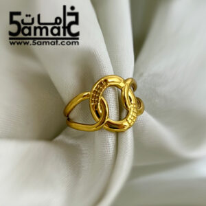 خاتم  ستانلس ذهبي – فري سايز – قابل للتوسيع –  مقاوم للصدأ
