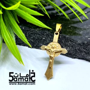 دلايه صليب ستانلس ذهبي