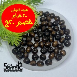 عبوه التوفير ***200 جرام ***خرز خشب مقاس8 – بني غامق