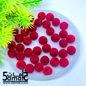خرز قطيفه -مخملى – Velvet Round Ball Beads -مقاس 10-  لون أحمر- 20 جرام