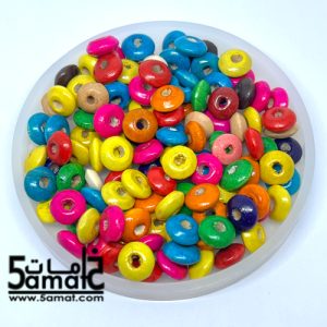 خرز خشب فواصل مبططه مقاس 10 – خشب ألوان ميكس – 20 جرام