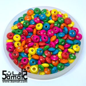 خرز خشب فواصل مبططه مقاس 8 – ألوان ميكس – 20 جرام
