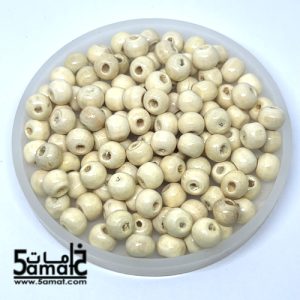 خرز خشب مقاس 8 – كريم فاتح – 20 جرام