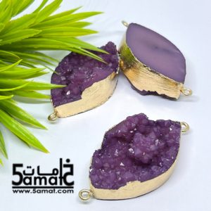 دلايه كبيره ملونه دروزي أكريلك بحواف ذهبيه بحلقتين – بنفسجي –  قطعه واحده