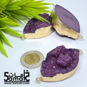 دلايه كبيره ملونه دروزي أكريلك بحواف ذهبيه بحلقتين – بنفسجي –  قطعه واحده