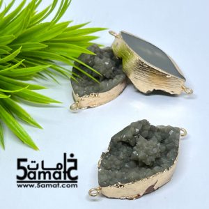 دلايه كبيره ملونه دروزي أكريلك بحواف ذهبيه بحلقتين – رمادي –  قطعه واحده