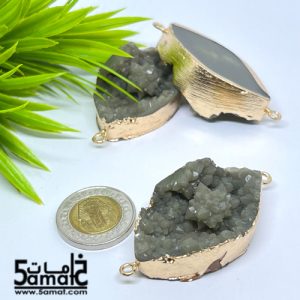 دلايه كبيره ملونه دروزي أكريلك بحواف ذهبيه بحلقتين – رمادي –  قطعه واحده